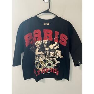 New Watson‎ Luxe Paris Rhinestone Streetwear Heavyweight T-Shirt, Size XS